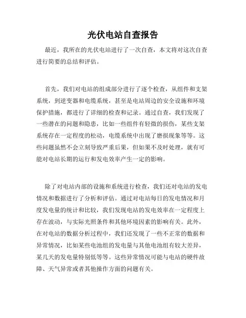 光伏电站自查报告