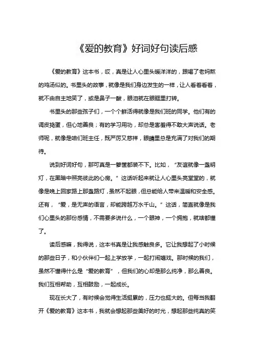 《爱的教育》好词好句读后感