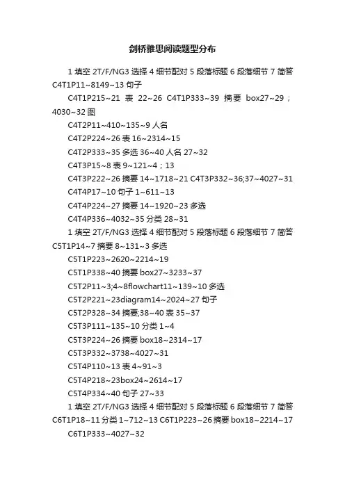 剑桥雅思阅读题型分布