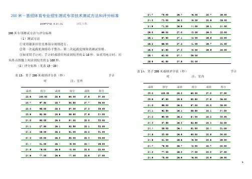 200米专项评分表