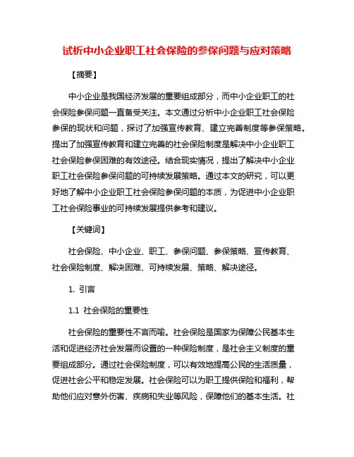 试析中小企业职工社会保险的参保问题与应对策略