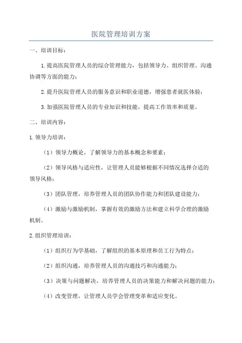 医院管理培训方案
