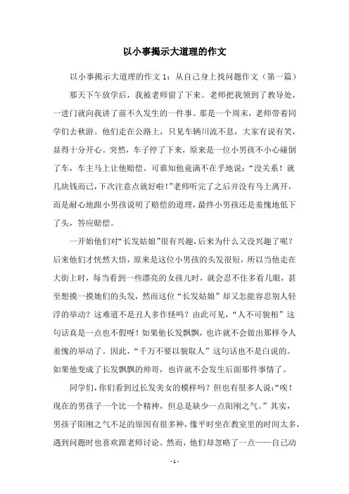 以小事揭示大道理的作文