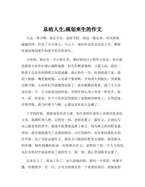 总结人生,规划来生的作文