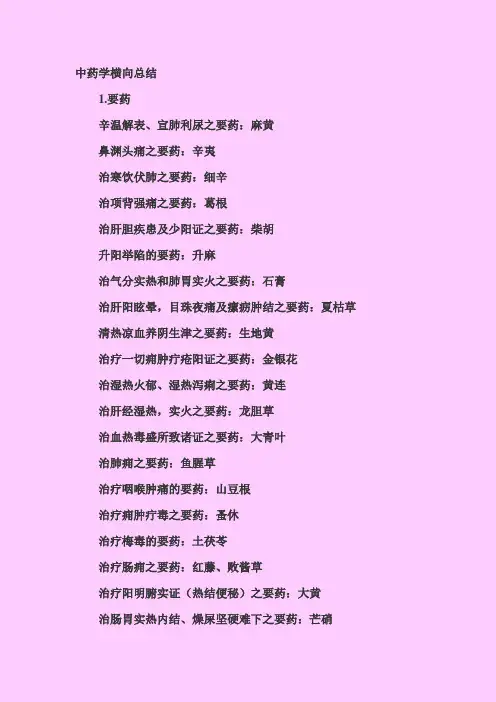 2014年执业药师考试必备-中药学要要总结(很有用,推荐)+中医药典