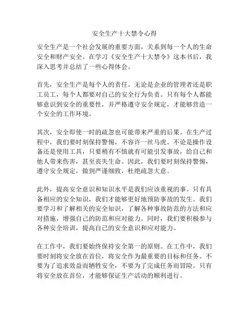 安全生产十大禁令心得