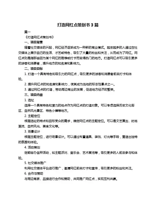 打造网红点策划书3篇