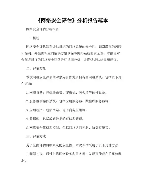 《网络安全评估》分析报告范本