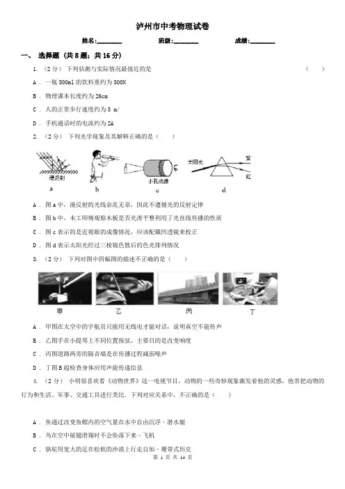 泸州市中考物理试卷