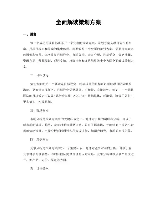 全面解读策划方案