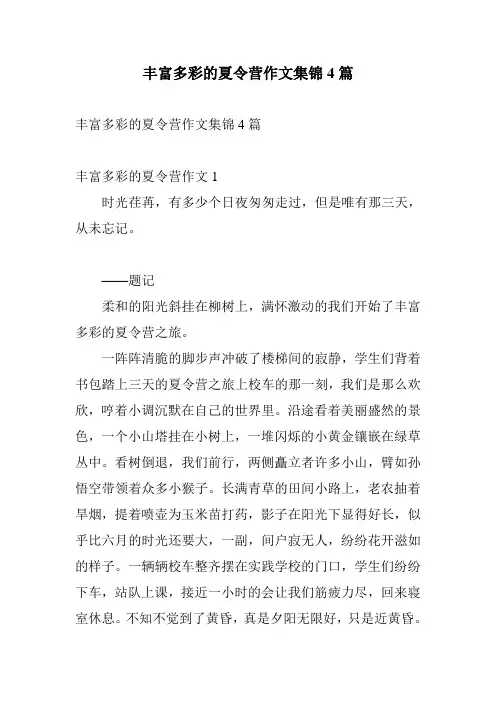 丰富多彩的夏令营作文集锦4篇