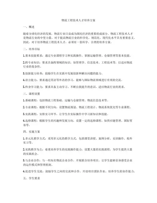物流工程技术人才培养方案