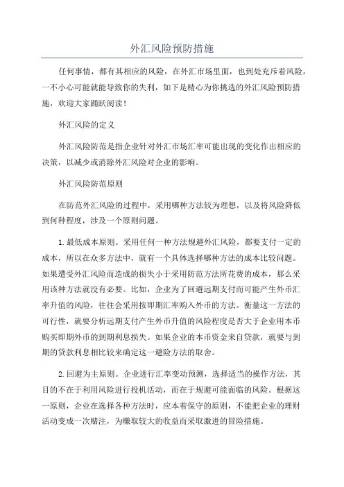 外汇风险预防措施
