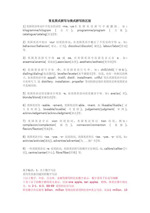 常见英式拼写与美式拼写的区别