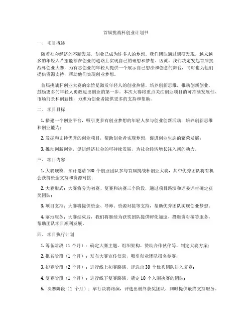 首届挑战杯创业计划书