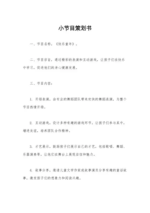 小节目策划书