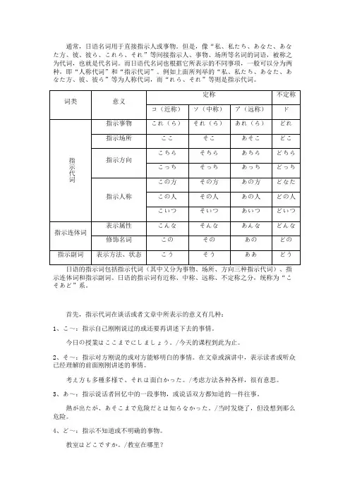 日语指示代词的译法