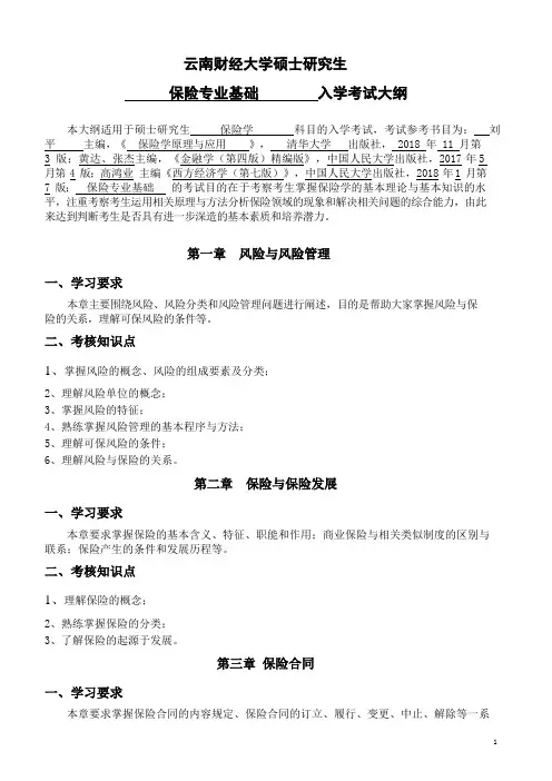 435 保险专业基础 考试大纲