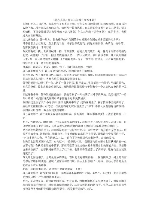 2023最新-《这儿真美》作文三年级(优秀9篇)
