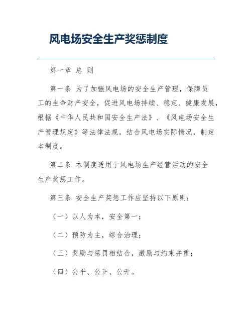风电场安全生产奖惩制度