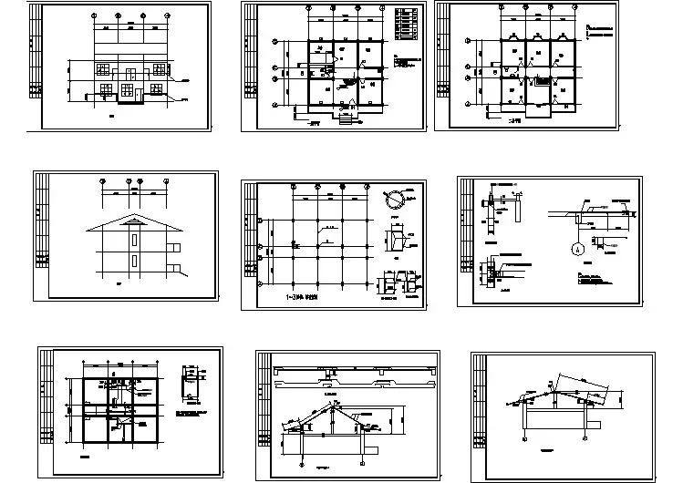 中式别墅建筑施工及设计方案全套CAD图纸