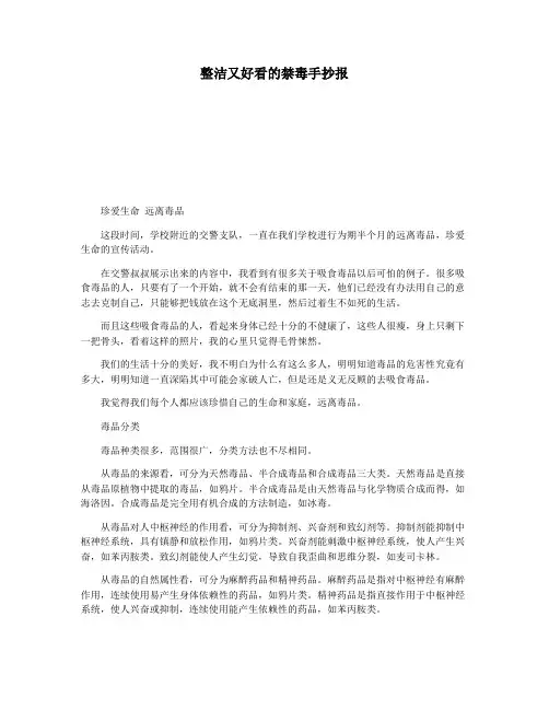 整洁又好看的禁毒手抄报