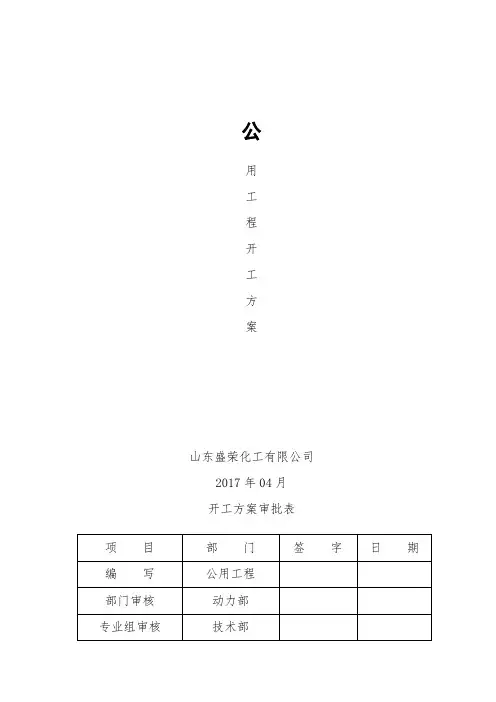 公用工程车间开车方案确认表