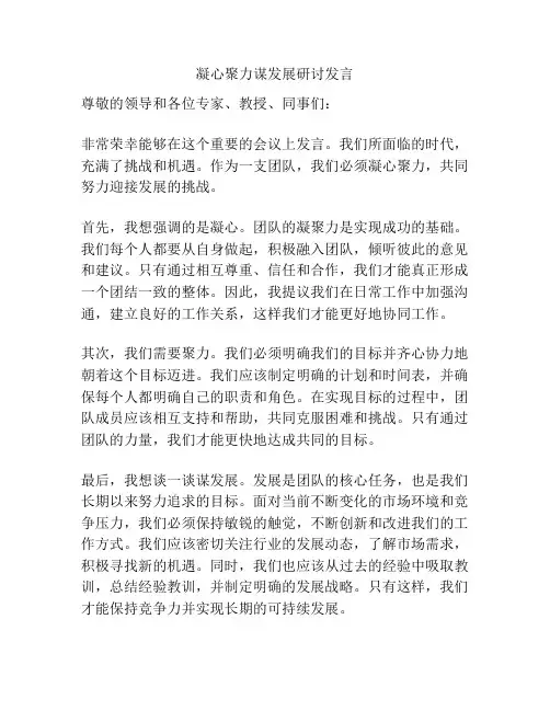 凝心聚力谋发展研讨发言