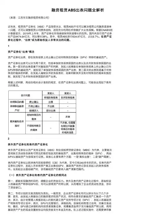 融资租赁ABS出表问题全解析