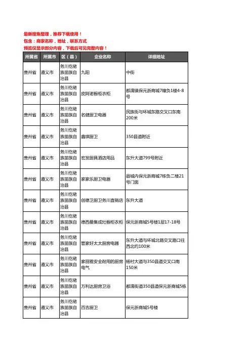 新版贵州省遵义市务川仡佬族苗族自治县厨卫电器企业公司商家户名录单联系方式地址大全15家