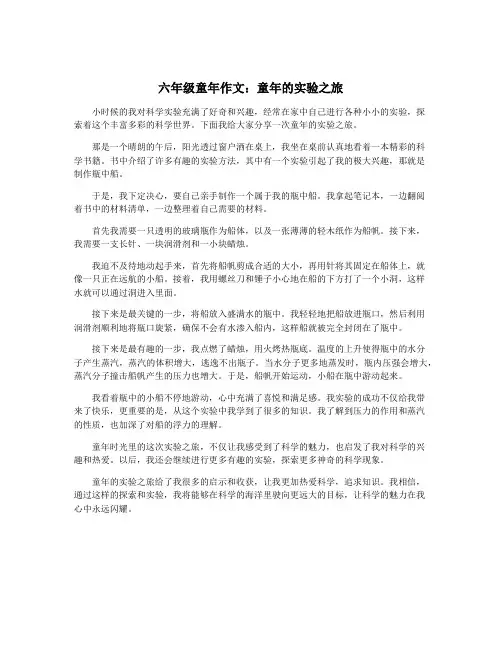 六年级童年作文:童年的实验之旅