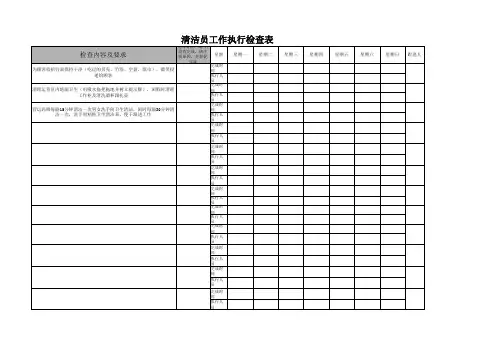 清洁工工作执行检查表
