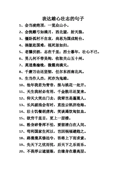 表达雄心壮志的句子