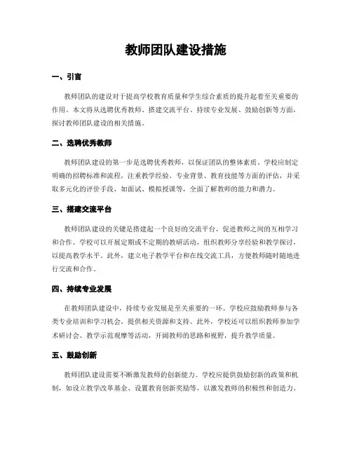 教师团队建设措施