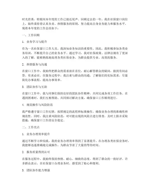 社保窗个人工作总结