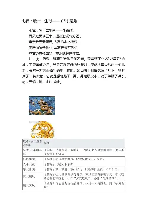 七律：咏十二生肖——（5）辰龙