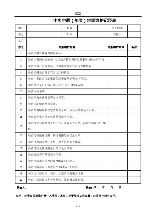 5.61中央空调(年度)定期维护记录表