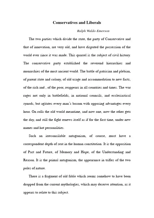 Conservatives and Liberals(仅原文,无赏析)