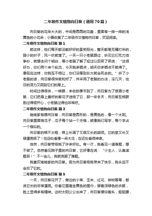 二年级作文植物向日葵（通用70篇）