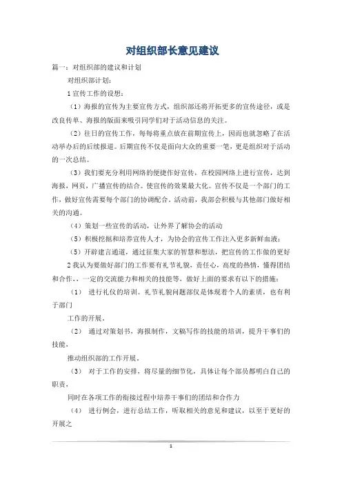对组织部长意见建议