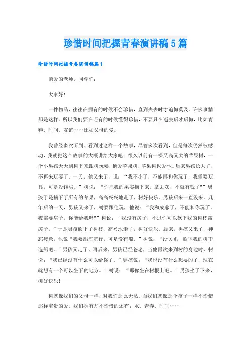 珍惜时间把握青春演讲稿5篇