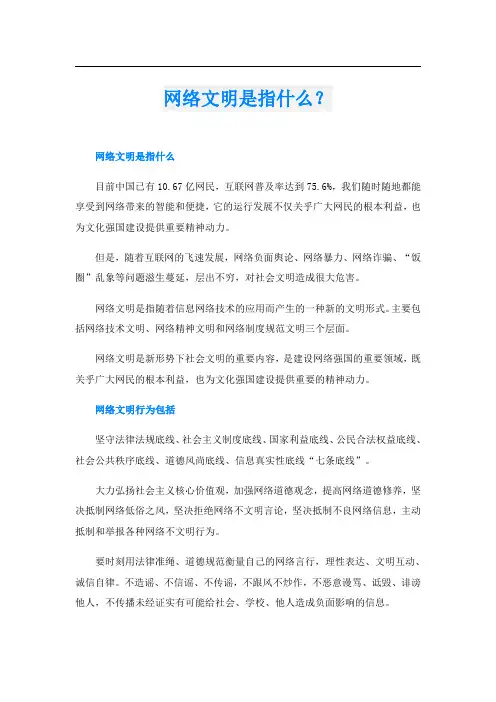 网络文明是指什么？