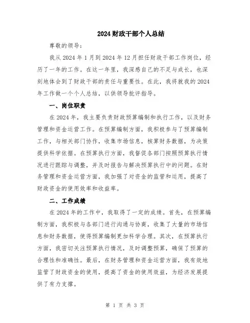 2024财政干部个人总结