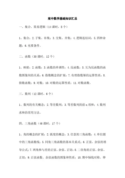 高中数学基础知识汇总
