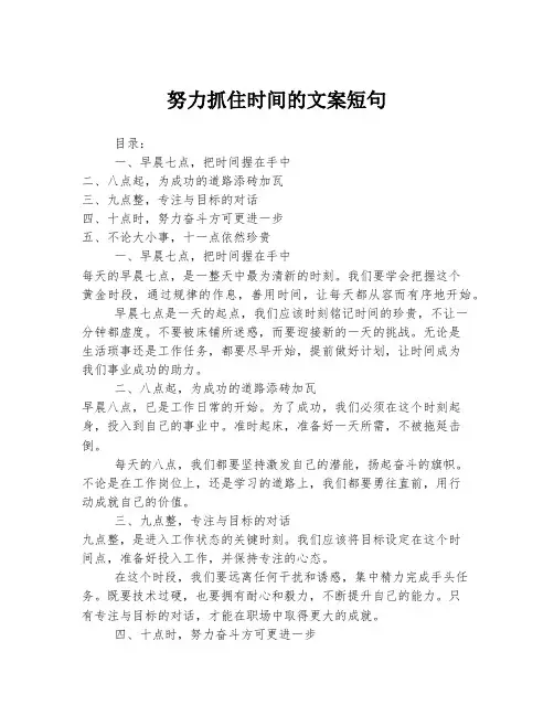 努力抓住时间的文案短句