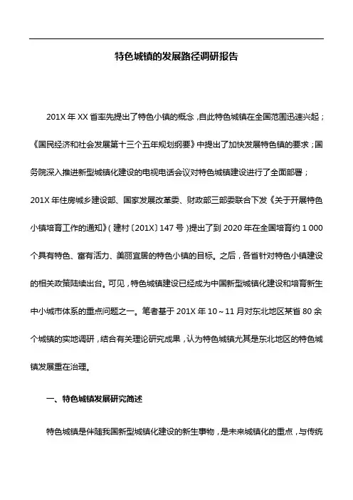 调查报告：特色城镇的发展路径调研报告