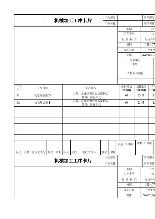 工艺学课程设计插入耳环工序卡