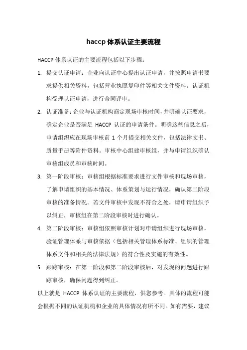 haccp体系认证主要流程