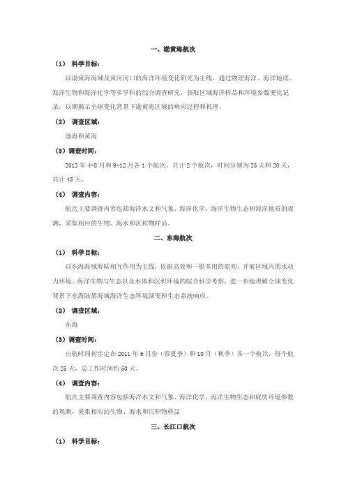 渤黄海航次科学目标以渤黄海海域及黄河河口的海洋环境