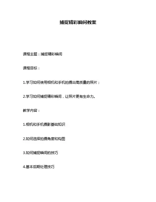 捕捉精彩瞬间教案